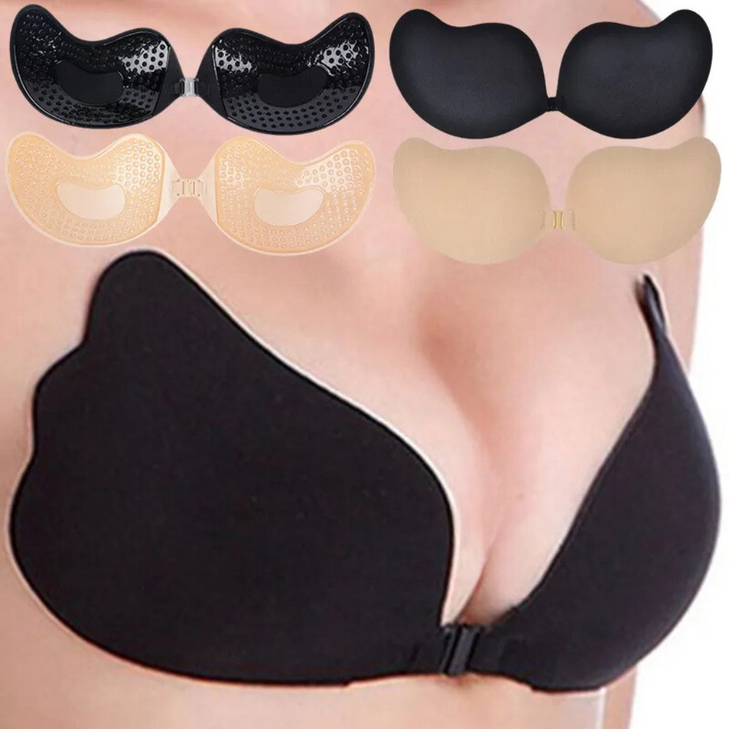 ladies sexy reusable invisible strapless self adhesive push-up bra stick on gel  backless silicone bras for women, mango black+mango nude, d 2024 - $16.49